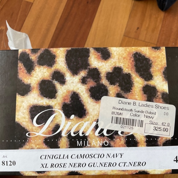 Diane B Ladies Shoes - Blue Houndstooth Suede Oxford - Picture 4 of 4